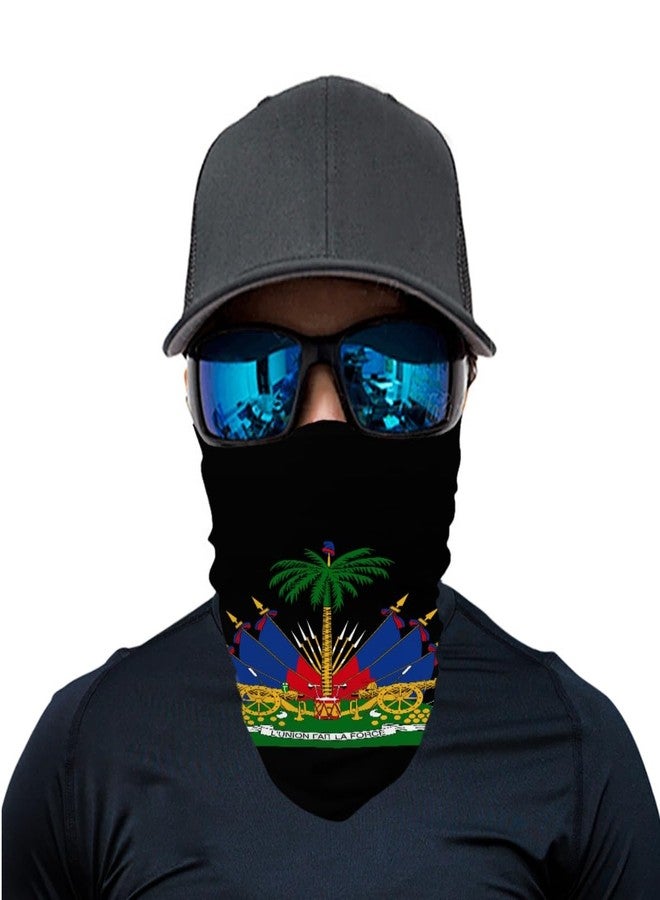 GLUDEAR 4 Pack Face Bandana Balaclava for Men Women, Sun UV Protection Reusable Half Mask Scarf Cycling Neck Gaiter,Haitian Flag Polynesian - Image 2